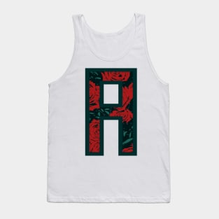 Modern Rose Floral Initial Name Alphabet - Letter A Tank Top